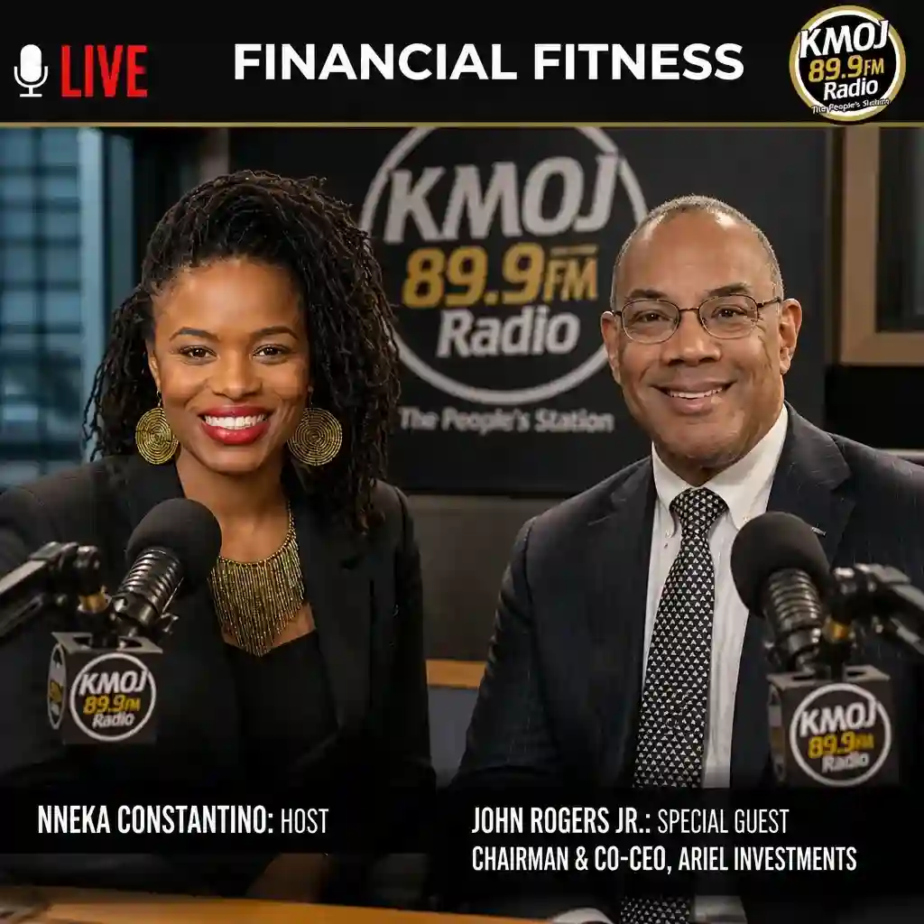 Nneka Constantino interviews John Rogers Jr. at KMOJ 89.9 FM studios